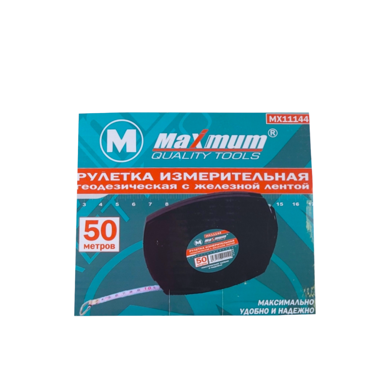 рулетка измерительная  геодезическая черная с железной лентой, 50 м, "maximum" mx 11144 оптом